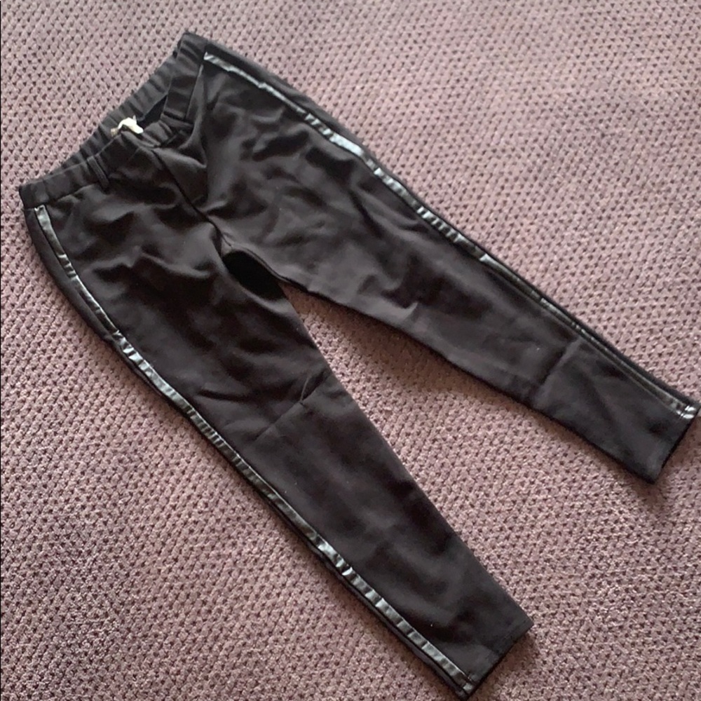 Joie Black Leggings with Tuxedo Leather Stripe